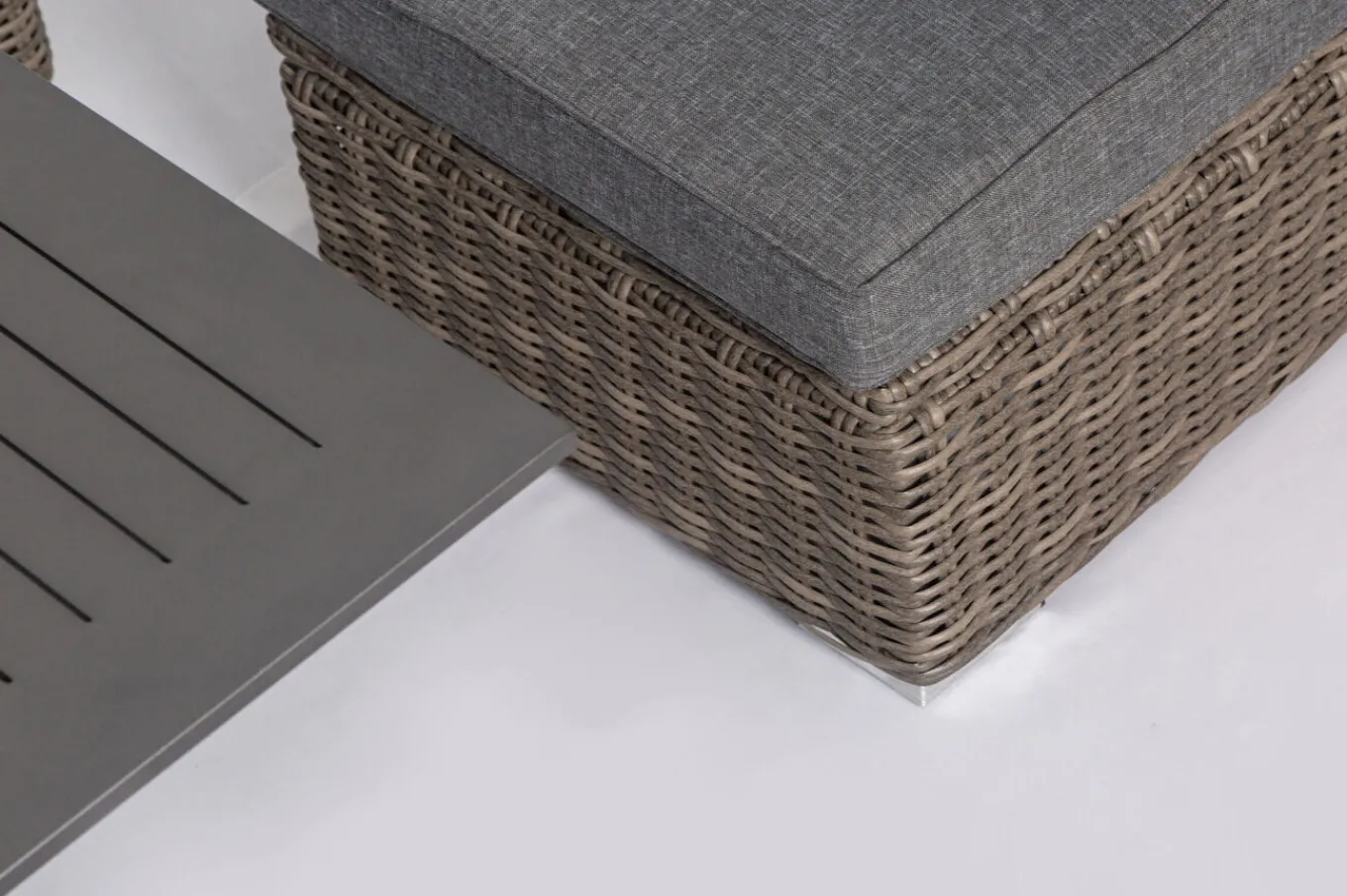 Online Gartenlounge Set, grau, Polyrattan, inkl. Loungetisch, für 5 Personen, wasserfeste Kissenbox Polyrattan-Gartenmöbel|Gartenlounge