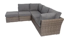 Online Gartenlounge Set, grau, Polyrattan, für 5 Personen, wasserfeste Kissenbox Polyrattan-Gartenmöbel|Gartenlounge