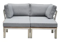 Hot Gartenlounge, silber/grau, Edelstahl/Teakholz/Textil, für 2 Personen, Liegefunktion, FSC®-zertifiziertes Produkt Gartenlounge|Edelstahl-Gartenmöbel