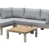 Clearance Gartenlounge, silber/grau, Edelstahl/Teakholz/Textil, für 4 Personen, inkl. Beistelltisch, FSC®-zertifiziertes Produkt Gartenlounge