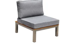 Clearance Gartenlounge, silber/grau, Edelstahl/Teakholz/Textil, für 4 Personen, inkl. Beistelltisch, FSC®-zertifiziertes Produkt Gartenlounge