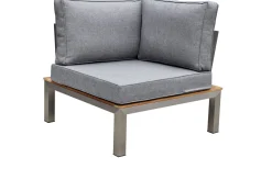 Clearance Gartenlounge, silber/grau, Edelstahl/Teakholz/Textil, für 4 Personen, inkl. Beistelltisch, FSC®-zertifiziertes Produkt Gartenlounge