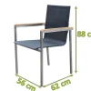 Sale Gartensessel, schwarz, Edelstahl/Textilene, Armlehnen aus Teak, 56x67x88cm Edelstahl-Gartenmöbel|Gartenstühle & Gartensessel