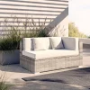 Discount Gartensofa 2-Sitzer, Armlehme links, desert-beige, Aluminium/Polyrattan/Polyester, mit Kissenboxfunktion Polyrattan-Gartenmöbel|Gartenbänke & Gartensofas