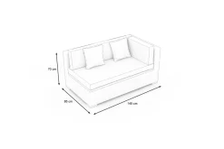 Discount Gartensofa 2-Sitzer, Armlehme links, desert-beige, Aluminium/Polyrattan/Polyester, mit Kissenboxfunktion Polyrattan-Gartenmöbel|Gartenbänke & Gartensofas