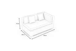 Discount Gartensofa 2-Sitzer, Armlehme links, desert-beige, Aluminium/Polyrattan/Polyester, mit Kissenboxfunktion Polyrattan-Gartenmöbel|Gartenbänke & Gartensofas
