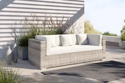 Outlet Gartensofa, 3-Sitzer, beige, Polyrattan, 209 x 84 cm, mit Kissenboxfunktion Polyrattan-Gartenmöbel|Gartenbänke & Gartensofas