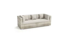 Outlet Gartensofa, 3-Sitzer, beige, Polyrattan, 209 x 84 cm, mit Kissenboxfunktion Polyrattan-Gartenmöbel|Gartenbänke & Gartensofas