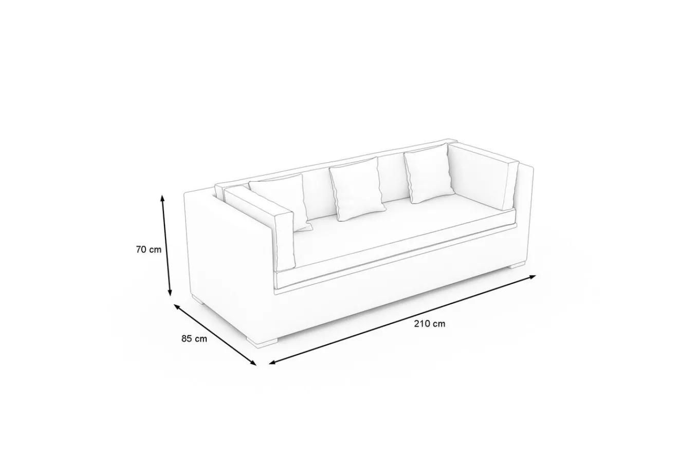 Outlet Gartensofa, 3-Sitzer, beige, Polyrattan, 209 x 84 cm, mit Kissenboxfunktion Polyrattan-Gartenmöbel|Gartenbänke & Gartensofas