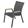 Outlet Glasgow Garten-Essgruppe für 4 Personen, anthrazit matt/natur, Alu/Edelstahl, stapelbar, pulverbeschichtet, hohe Belastbarkeit Garten-Essgruppen|Aluminium-Gartenmöbel