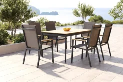 Sale Glasgow Garten-Essgruppe, 6 Personen, 150cm, Alu/Holzimitat Garten-Essgruppen|Aluminium-Gartenmöbel