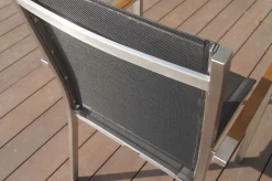 Discount Glasgow Garten-Essgruppe für 8 Personen, Edelstahl/Textilene, ausziehbarer Tisch 200/300 x 100 cm, stapelbare Sessel, FSC®-zertifiziertes Produkt Garten-Essgruppen|Aluminium-Gartenmöbel