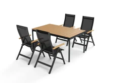 Online Glasgow Garten-Essgruppe für 4 Personen, anthrazit matt/natur, Alu/Edelstahl, klappbar, pulverbeschichtet Garten-Essgruppen|Aluminium-Gartenmöbel