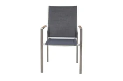 Sale Glasgow Garten-Essgruppe mit 6 Sesseln, schwarz/natur, Edelstahl/Textilene, Esstisch 200 x 90 cm, stapelbare Sessel, FSC®-zertifiziertes Produkt Garten-Essgruppen|Aluminium-Gartenmöbel