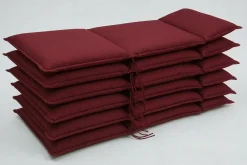 Green 6er-Set Sitzkissen für Hochlehner, bordeaux, recyceltes Polyester, hautsympathisch, mit Rückengurt und Bindekordeln Hochlehner-Auflagen