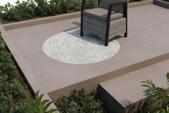 New Harmony Outdoor Teppich, Aluminium-White, rund, PET-Garn aus recyceltem Material, Ø 120 cm, für Innen- und Außenbereiche geeignet Outdoor Teppiche