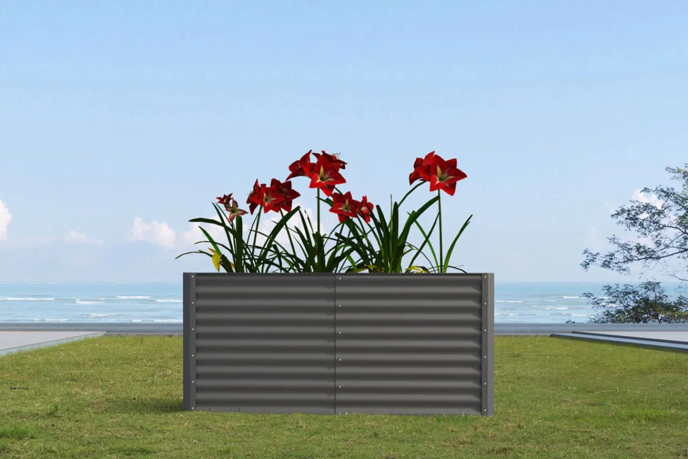 Sale Hochbeet, anthrazit, Aluminium-Zink-Stahl, pulverbeschichtet, 180 x 90 x 84 cm Hochbeet