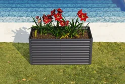 Sale Hochbeet, anthrazit, Aluminium-Zink-Stahl, pulverbeschichtet, 180 x 90 x 84 cm Hochbeet