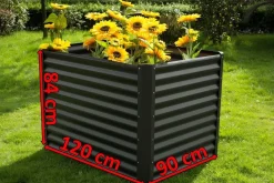 Sale Hochbeet, anthrazit, Aluminium-Zink-Stahl, pulverbeschichtet, 120 x 90 x 84 cm, durch Zubehör erweiterbar Hochbeet