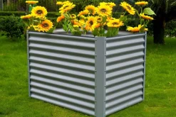 Online Hochbeet, silber, Aluminium-Zink-Stahl, pulverbeschichtet, 120x90x84 cm Hochbeet
