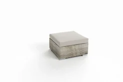 Discount Hocker, desert-beige, Aluminium/Polyrattan, 70 x 70 x 31 cm, mit Fußkappen, pflegeleicht, hohe Belastbarkeit Aluminium-Gartenmöbel|Gartenstühle & Gartensessel