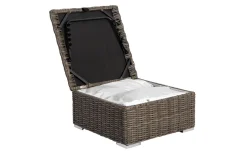 Sale Hocker, grau, Polyrattan, 70 x 70 x 35 cm, verstellbare Sitzfläche, wasserfeste Kissenbox Polyrattan-Gartenmöbel|Gartenlounge