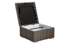 Sale Hocker, grau, Polyrattan, 70 x 70 x 35 cm, verstellbare Sitzfläche, wasserfeste Kissenbox Polyrattan-Gartenmöbel|Gartenlounge