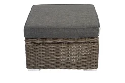Sale Hocker, grau, Polyrattan, 70 x 70 x 35 cm, verstellbare Sitzfläche, wasserfeste Kissenbox Polyrattan-Gartenmöbel|Gartenlounge