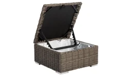 Sale Hocker, grau, Polyrattan, 70 x 70 x 35 cm, verstellbare Sitzfläche, wasserfeste Kissenbox Polyrattan-Gartenmöbel|Gartenlounge