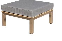 Clearance Hocker, silber/grau, Edelstahl/Teakholz/Textil, 69 x 69 x 29 cm, FSC®-zertifiziertes Produkt Edelstahl-Gartenmöbel|Gartenstühle & Gartensessel