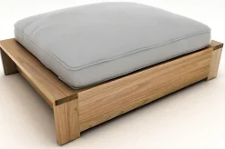 Clearance Kassel Loungehocker, recyceltes Teakholz, inkl. Polster aus Olefin, rustikal gebürstet Gartenstühle & Gartensessel