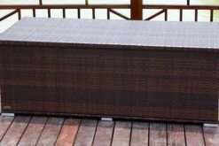 Clearance Kissenbox, braun marmoriert, Polyrattan, 204x94x75cm Polyrattan-Gartenmöbel|Auflagenbox