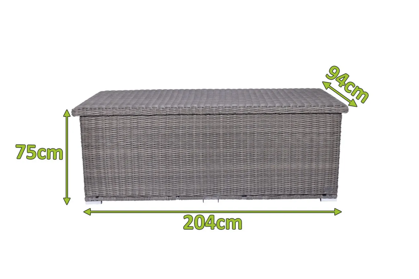 New Kissenbox L, grau, Polyrattan, 204x94x75cm Polyrattan-Gartenmöbel|Auflagenbox