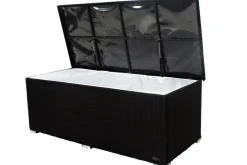 Kissenbox, schwarz, Polyrattan, 204x94x75cm Polyrattan-Gartenmöbel|Auflagenbox