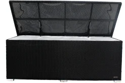 Kissenbox, schwarz, Polyrattan, 204x94x75cm Polyrattan-Gartenmöbel|Auflagenbox