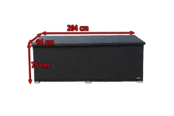 Kissenbox, schwarz, Polyrattan, 204x94x75cm Polyrattan-Gartenmöbel|Auflagenbox