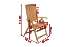 Sale Klappsessel, natur, Akazie, 60 x 70 x 113 cm, verstellbar, FSC®-zertifiziertes Produkt Gartenstühle & Gartensessel