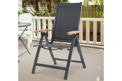Outlet Klappstuhl, anthrazit matt, Aluminium/Teak, 69x59x106cm Gartenstühle & Gartensessel