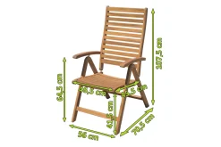 Klappstuhl, natur, Akazie, 70 x 55 x 105 cm, naturbelassen, 5-fach verstellbar, FSC®-zertifiziertes Produkt Akazien-Gartenmöbel|Gartenstühle & Gartensessel