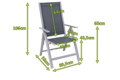 Sale Klappstuhl, silber/anthrazit, Alu/Textilene, 70x58x106cm Gartenstühle & Gartensessel