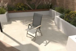 New Klappstuhl, silber, Edelstahl/Textilene, Armlehnen aus Teakholz Edelstahl-Gartenmöbel|Gartenstühle & Gartensessel