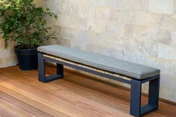 Discount Kona Bank, dark grey/natur, Alu/recyceltes Teak, 200x40x45cm, rustikal gebürstet, U-Gestell, FSC®-zertifiziertes Produkt Gartenbänke & Gartensofas