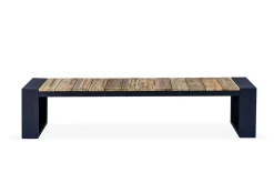 Discount Kona Bank, dark grey/natur, Alu/recyceltes Teak, 200x40x45cm, rustikal gebürstet, U-Gestell, FSC®-zertifiziertes Produkt Gartenbänke & Gartensofas