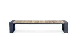 Hot Kona Garten-Essgruppe, dark grey/natur, Alu/recyceltes Teak, Esstisch 240x100cm, 2x Bank 240x40cm, U-Gestell, FSC®-zertifiziertes Produkt Garten-Essgruppen