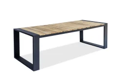 Hot Kona Garten-Essgruppe, dark grey/natur, Alu/recyceltes Teak, Esstisch 240x100cm, 2x Bank 240x40cm, U-Gestell, FSC®-zertifiziertes Produkt Garten-Essgruppen