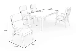 Clearance Korba Garten-Essgruppe mit 4 Sesseln, anthrazit matt, Alu/Teak, ausziehbarer Tisch 180/240 x 100 cm, inkl. Polster Garten-Essgruppen|Aluminium-Gartenmöbel