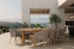 Kota Garten-Essgruppe, grau/natur, Akazie/Polyrattan/Alu, Ausziehbarer Tisch 180/220/260 x 100 cm, 8 Sessel, FSC®-zertifiziertes Produkt Garten-Essgruppen|Akazien-Gartenmöbel