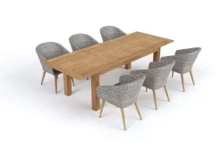 Online Kota Garten-Essgruppe, 6 Personen, ausziehbarer Tisch 180–260 cm, Akazie FSC®-zertifiziert/Polyrattan Garten-Essgruppen|Akazien-Gartenmöbel