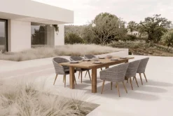 Online Kota Garten-Essgruppe, 6 Personen, ausziehbarer Tisch 180–260 cm, Akazie FSC®-zertifiziert/Polyrattan Garten-Essgruppen|Akazien-Gartenmöbel