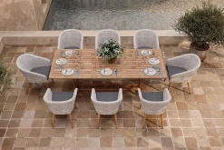 Sale Kota Garten-Essgruppe, grau/natur, Akazie/Polyrattan/Aluminium, Ausziehtisch 180/240 x 100 cm, 8 Cocktail-Sessel 60 x 65 cm, FSC®-zertifiziertes Produkt Garten-Essgruppen|Akazien-Gartenmöbel